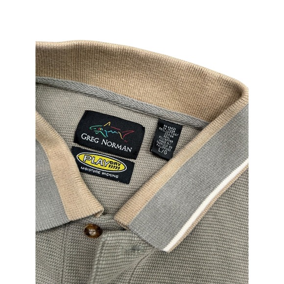 Greg Norman men's short sleeve shirt play dry‎ moisture wicking green/tan size L - Picture 2 of 7